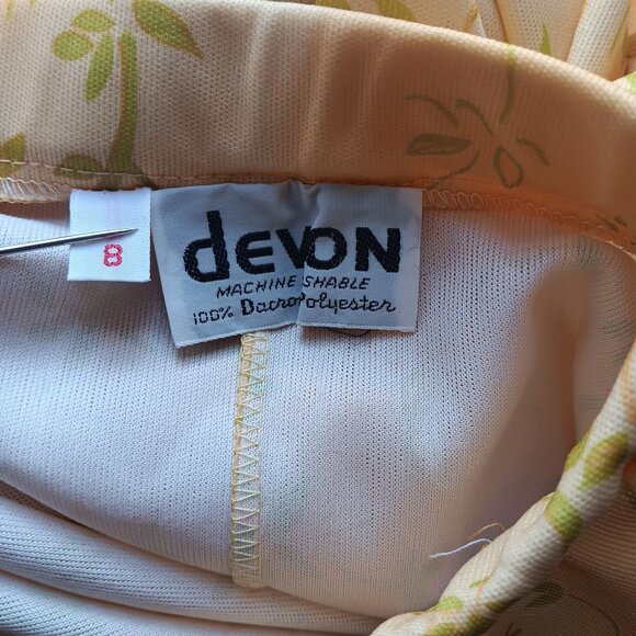 sz 8 Vintage 1970's Womens Skirt FLOWER PRINT DEVON YELLOW SECRETARY SKIRT USA - Picture 10 of 10